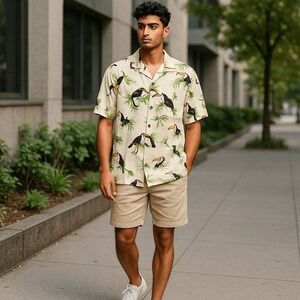 Old Navy Mens Top Sz XL | Tropical Beach Vacation | Button Down Short Sleeve